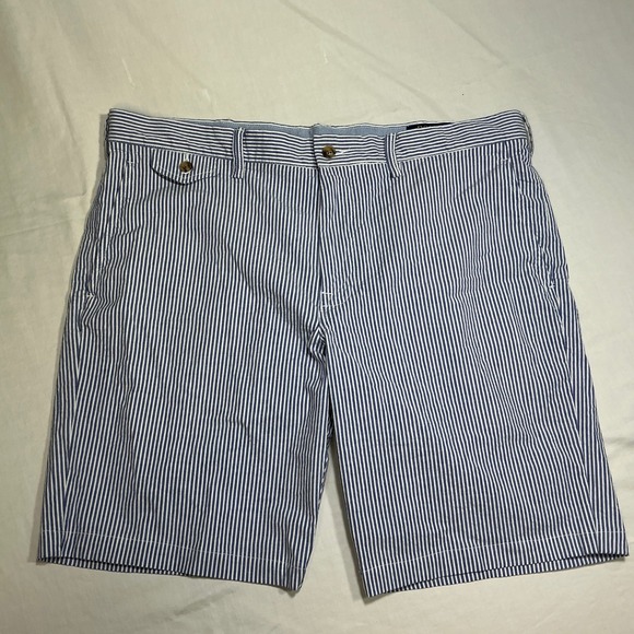 Polo Ralph Lauren Striped Stretch Straight Fit Shorts Blue White 36/34 - Picture 1 of 10